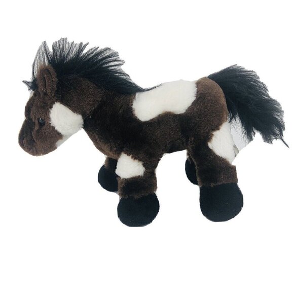 Webkinz Ganz Pet Plush Pony PINTO HORSE 9 inch Toy Brown White - Picture 1 of 9